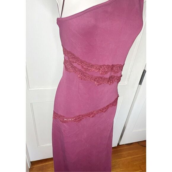 Princess Polly Ultraviolet One Shoulder Lace Maxi Dress Wine Size 12 Nwot - Picture 4 of 9